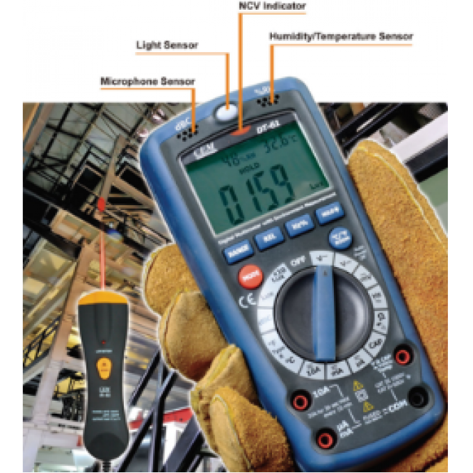 Мультиметр цифровой CEM-INSTRUMENTS DT-61 универсальный с функциями шумомера, люксметра, влагомера, термометра и детектора напряжения 32C000094