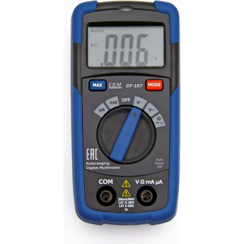 Мультиметр цифровой CEM-INSTRUMENTS DT-107 с ЖК-дисплеем и двойной изоляцией Мультиметр цифровой CEM-INSTRUMENTS DT-107 с ЖК-дисплеем и двойной изоляцией