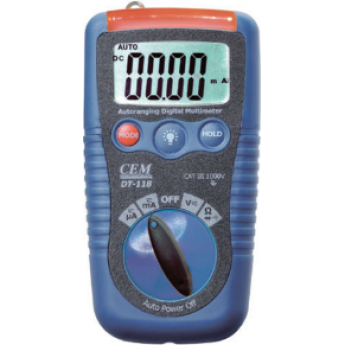 Мультиметр цифровой CEM-INSTRUMENTS DT-118 с ЖК-дисплеем 2000 отсчётов и подсветкой Мультиметр цифровой CEM-INSTRUMENTS DT-118 с ЖК-дисплеем 2000 отсчётов и подсветкой
