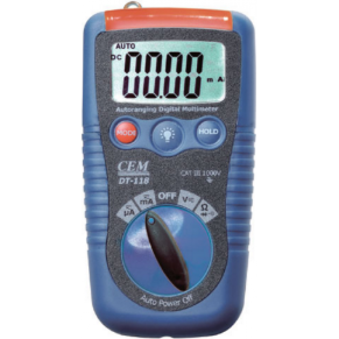 Мультиметр цифровой CEM-INSTRUMENTS с ЖК-дисплеем 2000 отсчётов и подсветкой DT-118