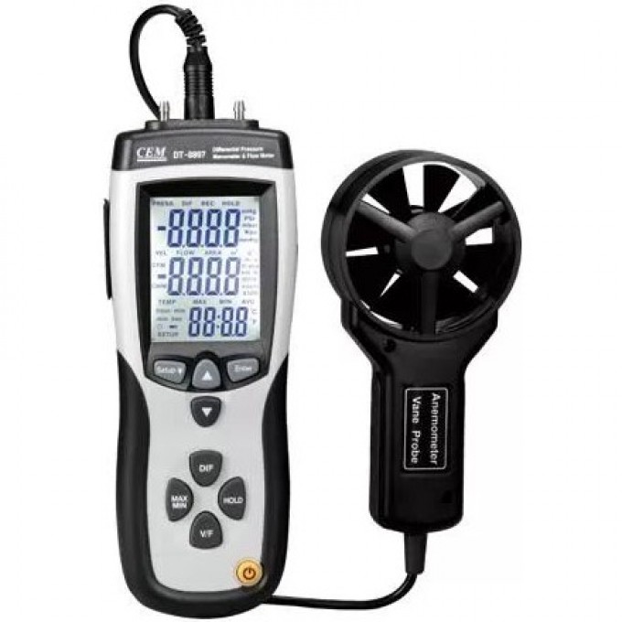 Дифференциальный манометр-анемометр CEM-INSTRUMENTS с функцией расходомера DT-8897