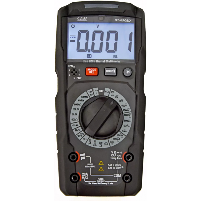Мультиметр цифровой CEM-INSTRUMENTS с True RMS и ЖК-дисплеем 6000 отсчётов DT-8908D